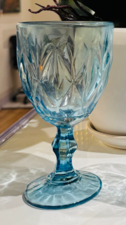 6-piece Set BLUE Glass Goblets Drinking Cups Clear Thick Glass Juice Cups Crystal Colour Glass Set of SIX