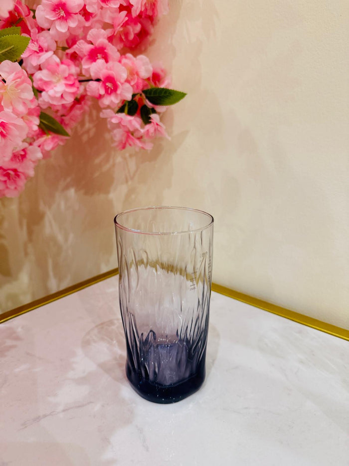 6-piece Set Glasses Drinking Cups Everyday Use Clear Heavy Glass Juice Cups Crystal Colour with Purple Glass Set of SIX
