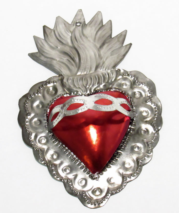 7" Wall Hanging Hand Punched Tin Sacred Heart TSH003