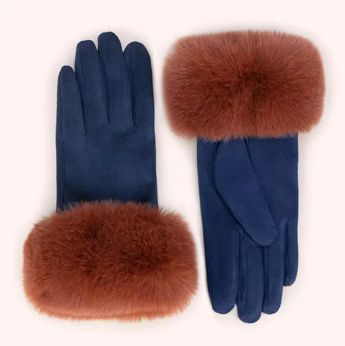 Bettina Faux Suede Fur Gloves