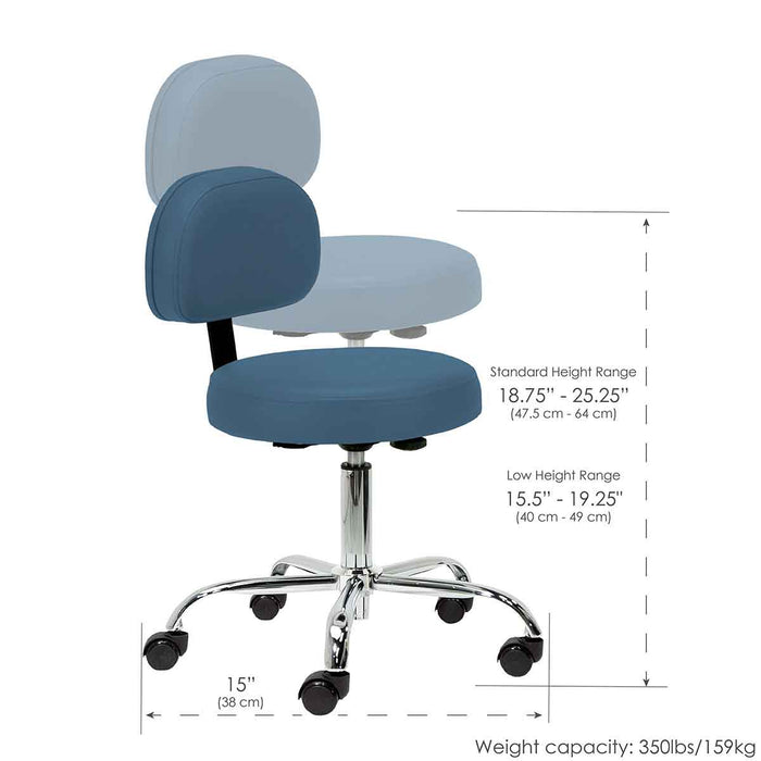 Earthlite Pneumatic Rolling Massage Stool With Back Support