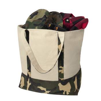 Large Camo Canvas Tote Bag