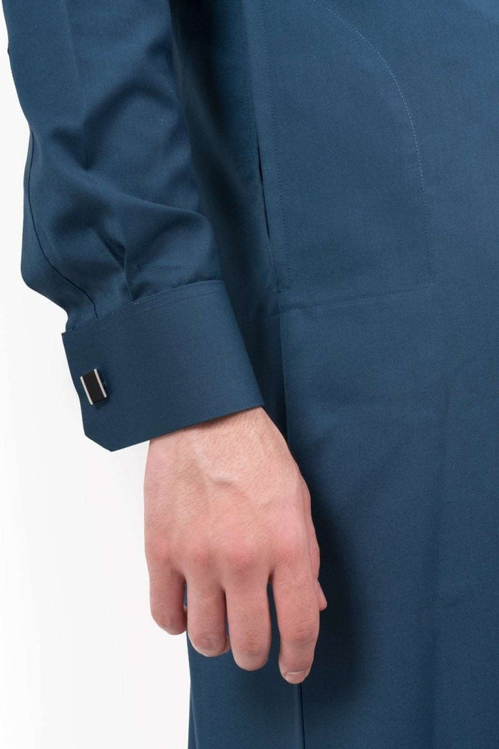 Mens Aqua Cashmere Wool Qatari Thobe