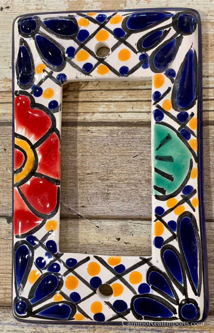 MEXICAN TALAVERA POTTERY ROCKER SWITCH PLATE TRSP011