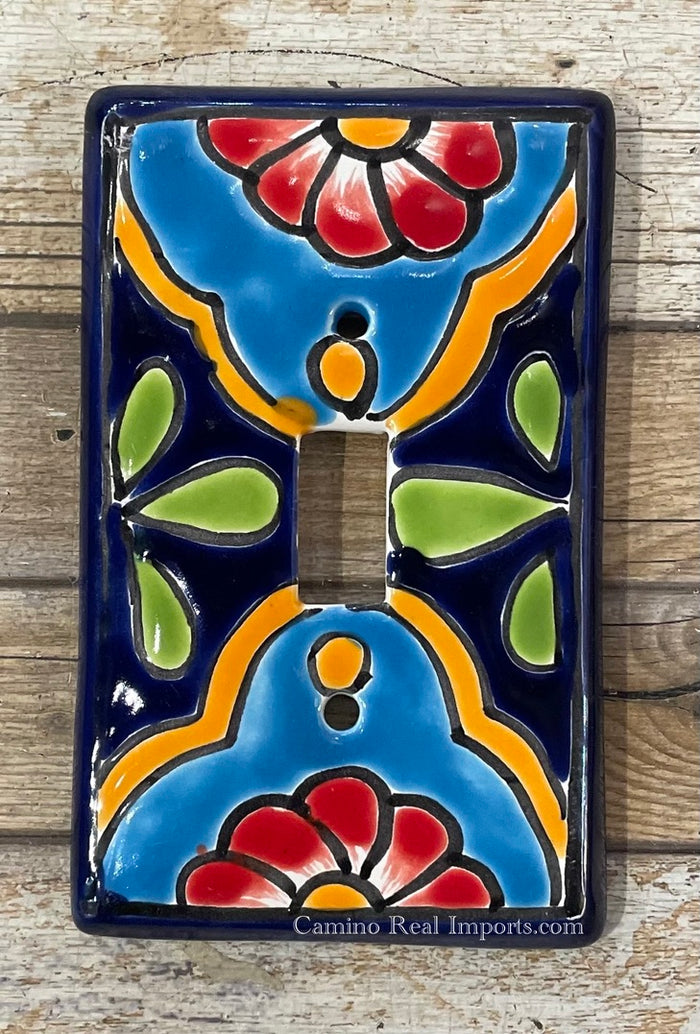 Mexican Talavera Pottery Single Toggle Switch Plate TTSP018
