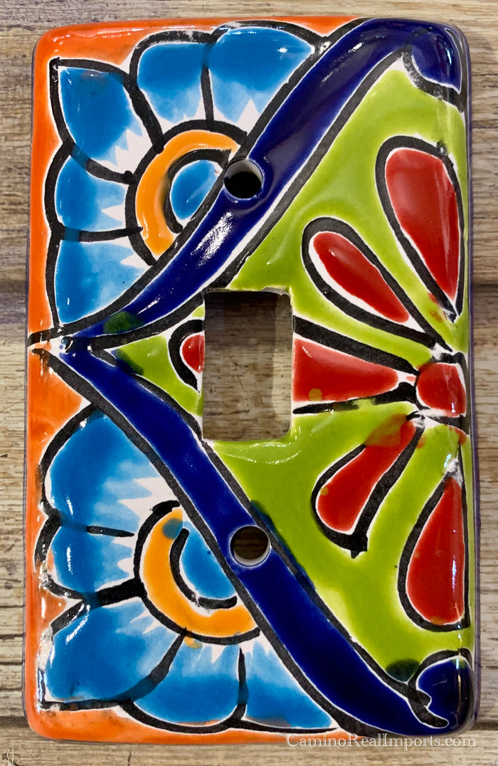 Mexican Talavera Pottery Single Toggle Switch Plate TTSP022