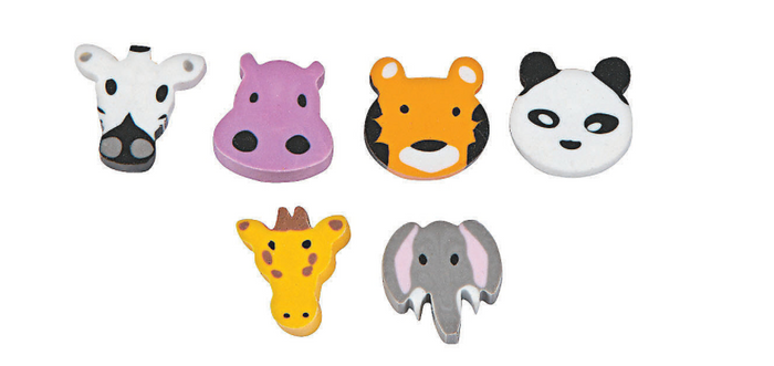 Mini Zoo Animals Eraser Assortment (72 Pc.) #13758391, F-17