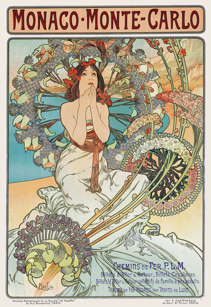 Monaco - Monte-Carlo by Alphonse Mucha - Art Print - Zapista