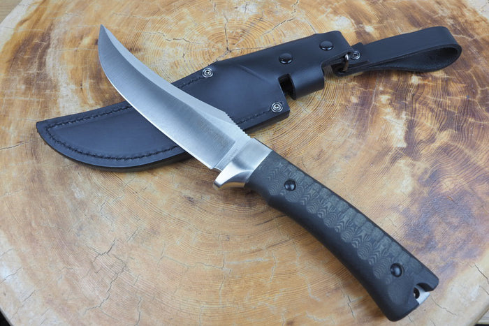 Outdoor Knife - ALLIGATOR Fixed VG10 Steel with Micarta Handle (Leather Sheath Included)