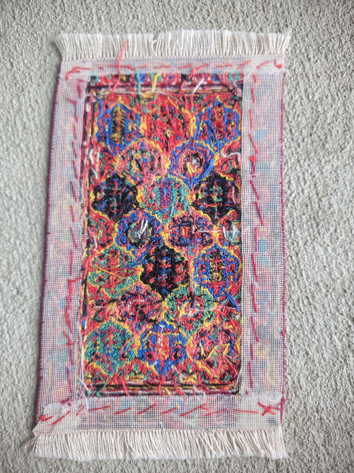 Petit Point Hamadan Asian Multicolored Rug - Ursula Sauerberg