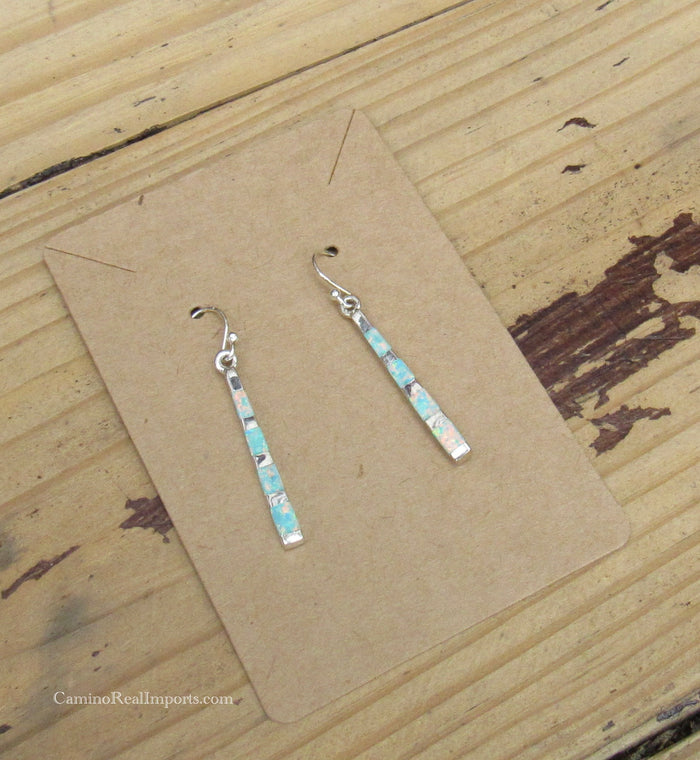 Sterling Silver Opal Inlay Earrings STER037