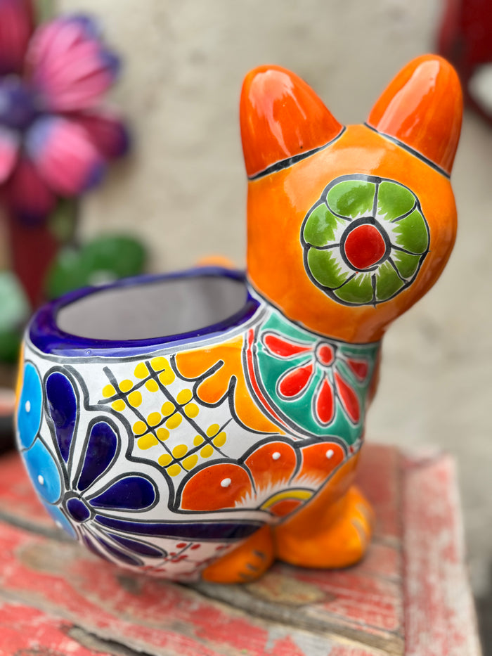 Talavera Cat Flower Pot Planter TCTP015