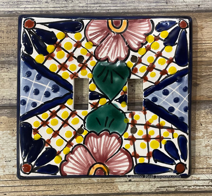 Talavera Pottery Double Toggle Switch Plate TTSPDB011