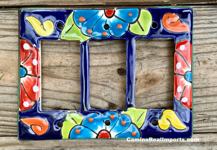 Talavera Pottery Triple Rocker Switch Plate T3RSP012
