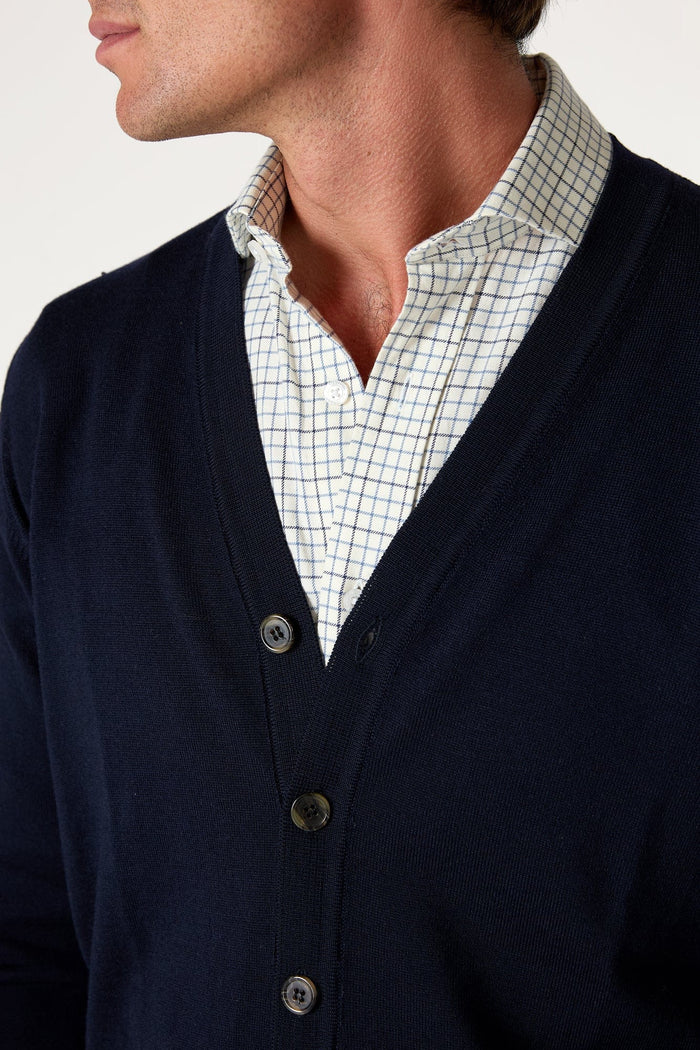 The Cardigan Merino Azul Marino
