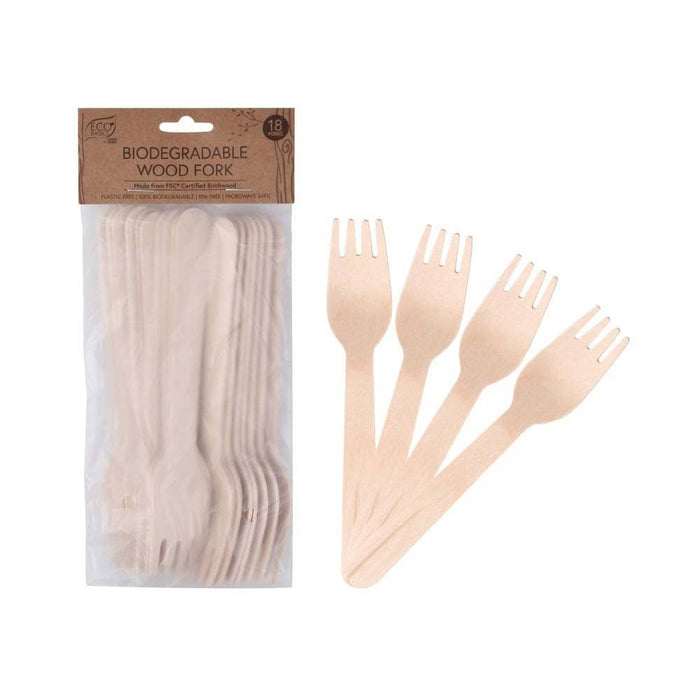 White Magic Biodegradable Wooden Forks - 18 pack - L'Organic