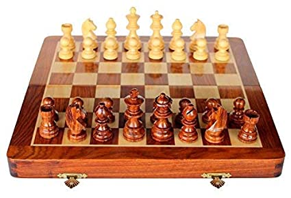 White Whale Handmade Travelling Magnetic Wooden Chess 7" X7' by India artisans