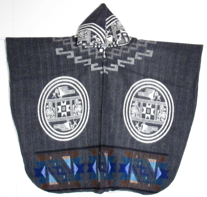 Wool Hoodie Poncho - ONE SIZE FITS ALL Serape Gaban GAE015
