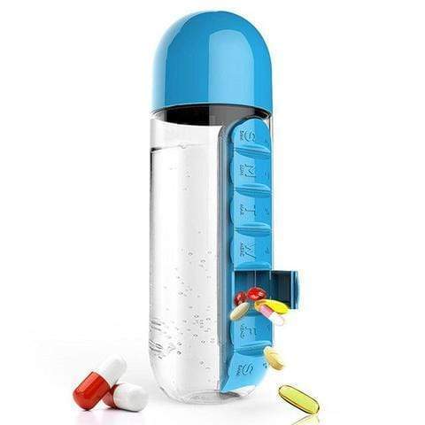 Gadget Gerbil Blue 20oz Pill Organizer Water Bottle