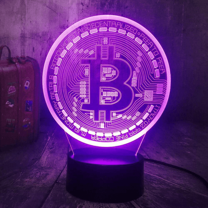 Gadget Gerbil 3D LED Bitcoin Lamp Night Light (16 Color Remote)