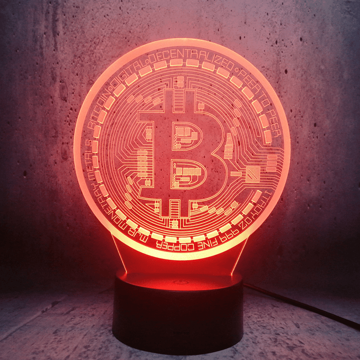 Gadget Gerbil 3D LED Bitcoin Lamp Night Light (16 Color Remote)