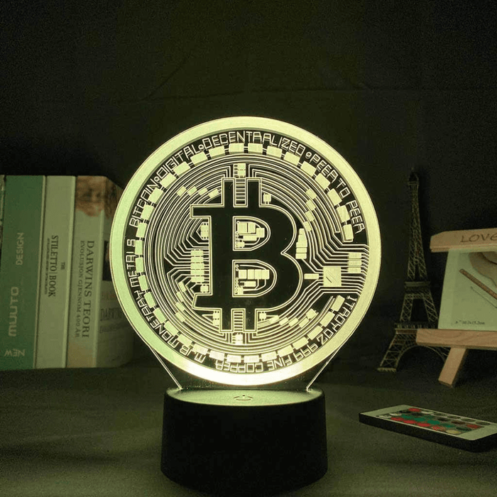Gadget Gerbil 3D LED Bitcoin Lamp Night Light (16 Color Remote)