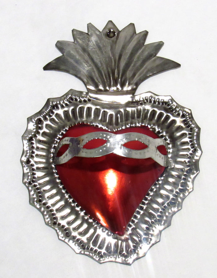 6" Wall Hanging Hand Punched Tin Sacred Heart TSH001