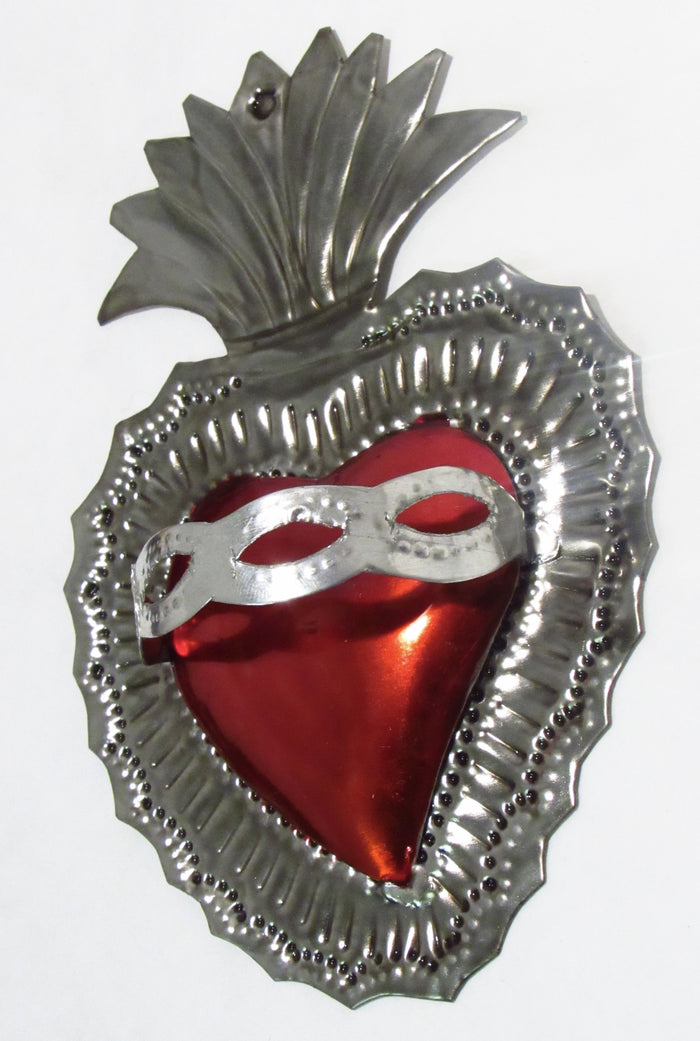 6" Wall Hanging Hand Punched Tin Sacred Heart TSH001