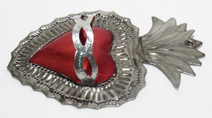 6" Wall Hanging Hand Punched Tin Sacred Heart TSH001