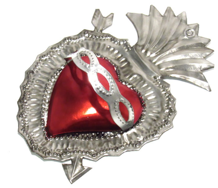 6" Wall Hanging Hand Punched Tin Sacred Heart TSH002
