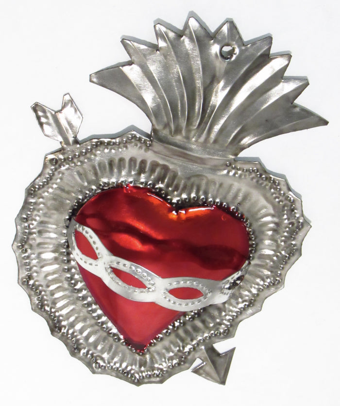 6" Wall Hanging Hand Punched Tin Sacred Heart TSH002
