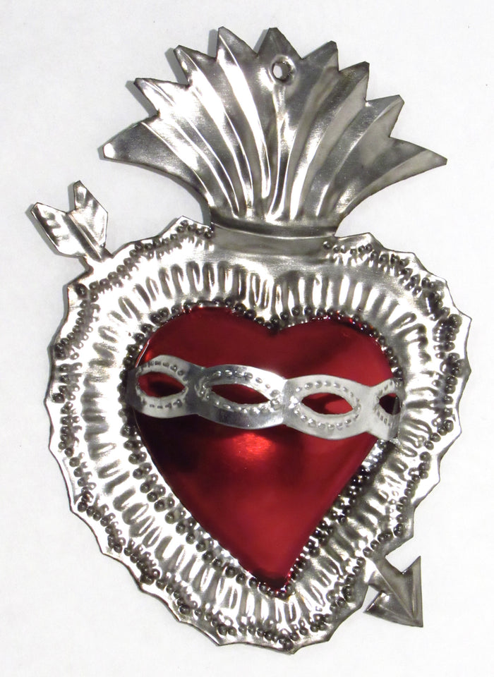 6" Wall Hanging Hand Punched Tin Sacred Heart TSH002