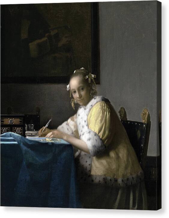 A Lady Writing - Canvas Print