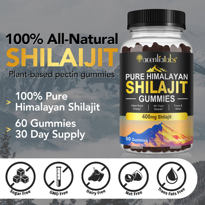 acentiallabs PURE HIMALAYAN SHILAJIT GUMMIES 400mg shilajit 60 Gummies Bottled Gummies