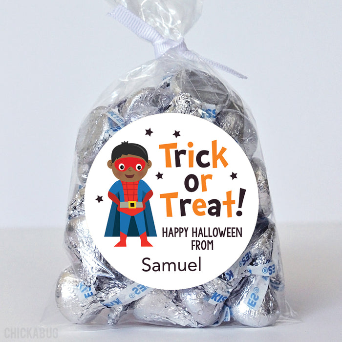 African-American SuperKid Halloween Stickers