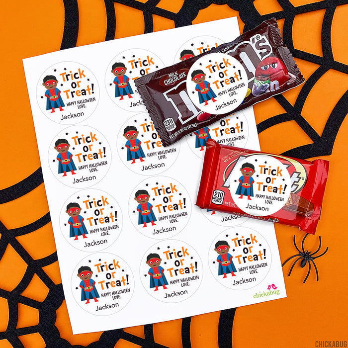 African-American SuperKid Halloween Stickers
