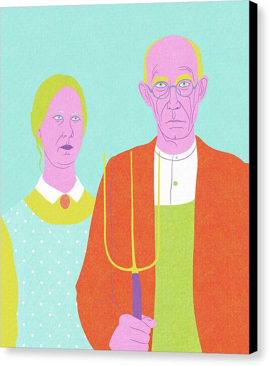 American Gothic Risograph - Canvas Print