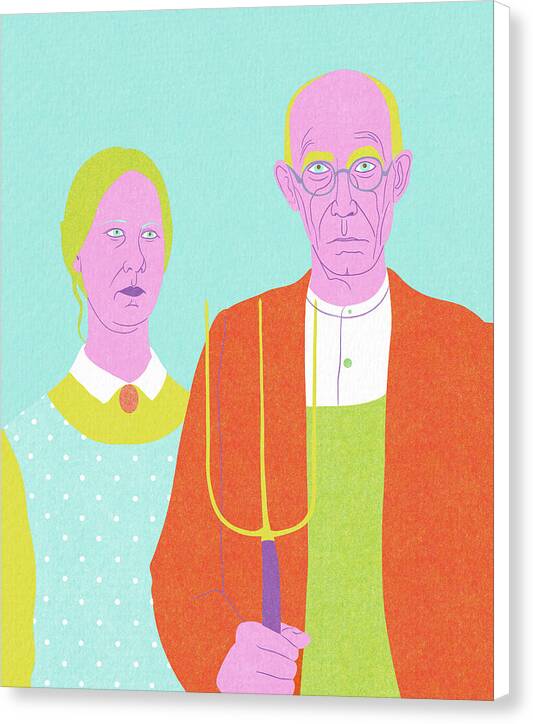 American Gothic Risograph - Canvas Print
