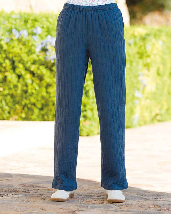 Anika Navy Quilted Leisure Trousers - Country Collection