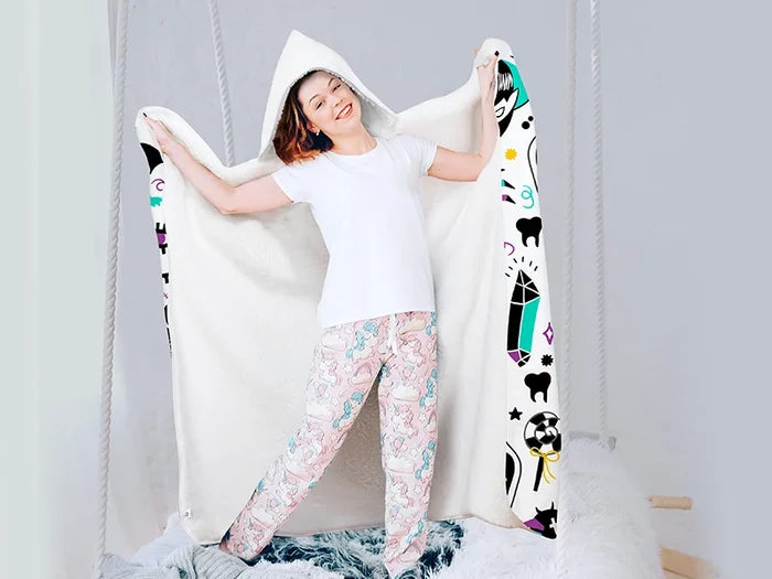 Arctic Fleece Lined Sublimation Blanks Microfiber Hooded Blanket (150*200cm/59.05inchx78.74inch)