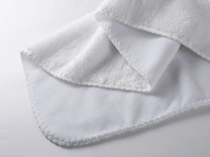Arctic Fleece Lined Sublimation Microfiber Blanket(Full White, 127*152cm/50inchx 60inch)