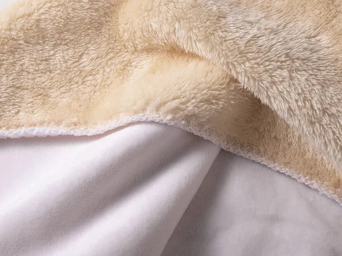 Arctic Fleece Lined Sublimation Microfiber Blanket(Khaki/White, 76*101cm/30inchx 40inch)