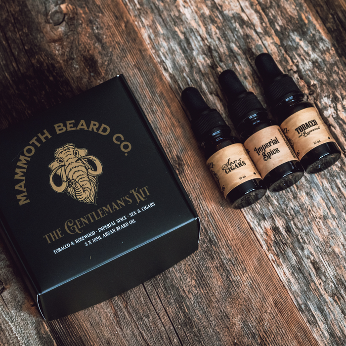 Mammoth Beard Co Argan Three Pack Gentleman's Kit Unboxed View