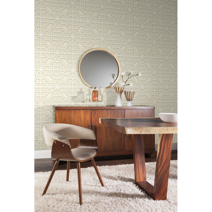 Asian Lattice in Cream and Gold on Sure Strip Wallpaper - all4wallswall-paper