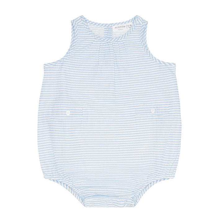 baby powder blue stripe bubble romper