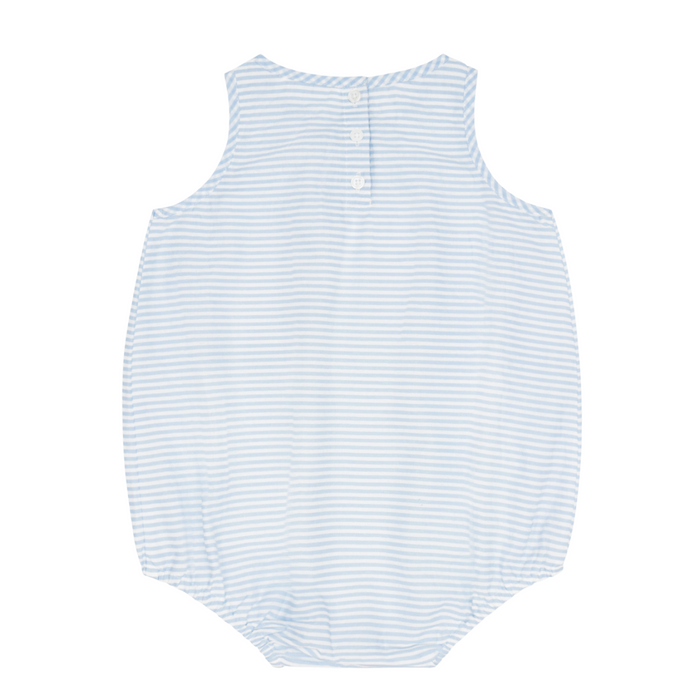 baby powder blue stripe bubble romper