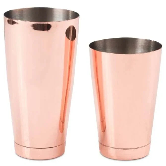1231 Barfly Copper Cocktail Shaker Set in copper on white background.