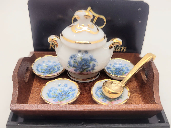 Blue Forget-Me-Not Soup Set by Reutter Porcelain