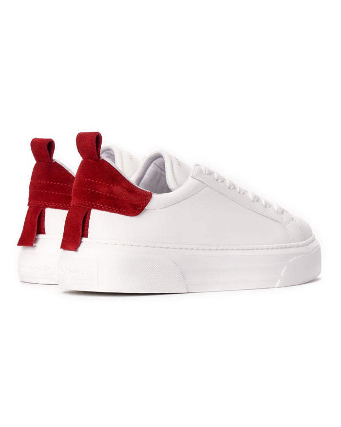 Bobe Women's Designer White Shoes with Red Suede Belt (5)