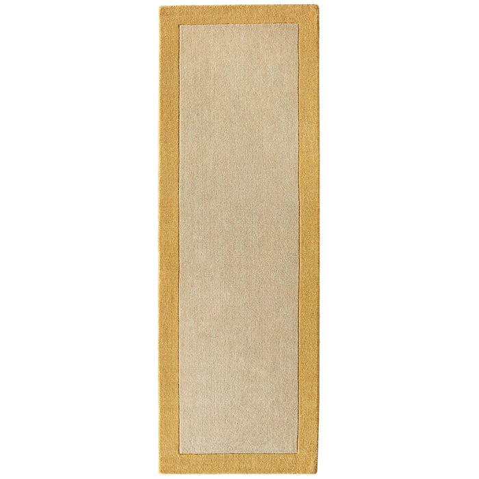 Borders Ochre Yellow 100% wool runner with a two-tone border design.